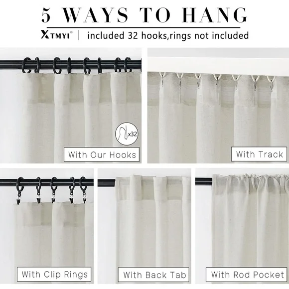 4 Linen Curtains - Picture 3 of 4